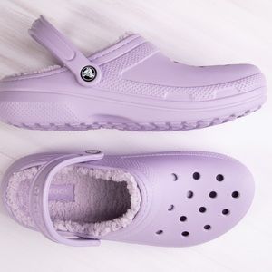 Lavender Fuzzy Crocs